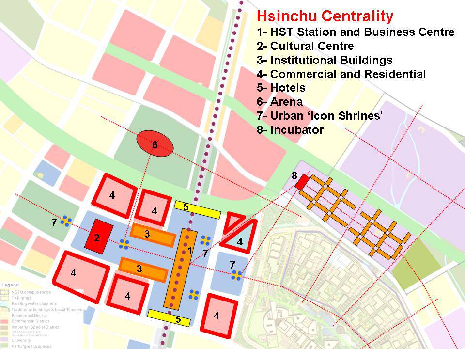 Hsinchu (Taiwan) high speed train station centrality urban strategy plan