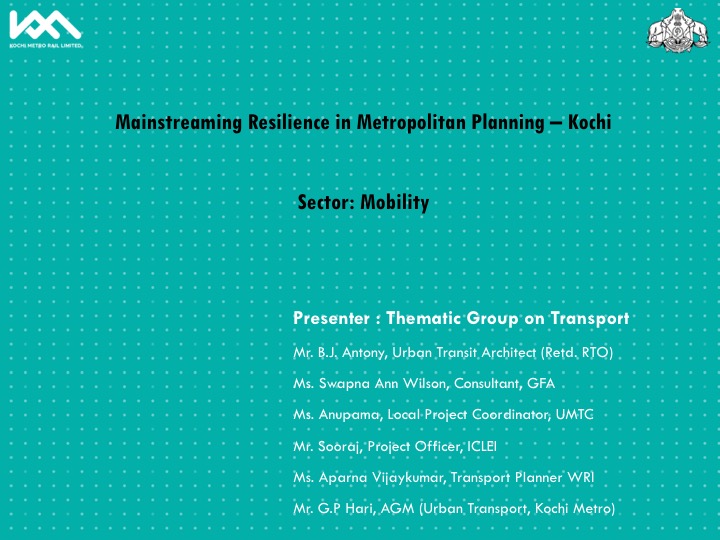 Kochi Metropolitan Structural Strategic Plan Transport G.P Hari